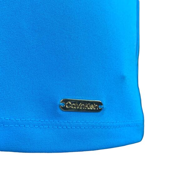 Calvin Klein Womens Blouse Top Shirt Ruffle Sleeve Pullover Teal Black XS - Picture 11 of 16